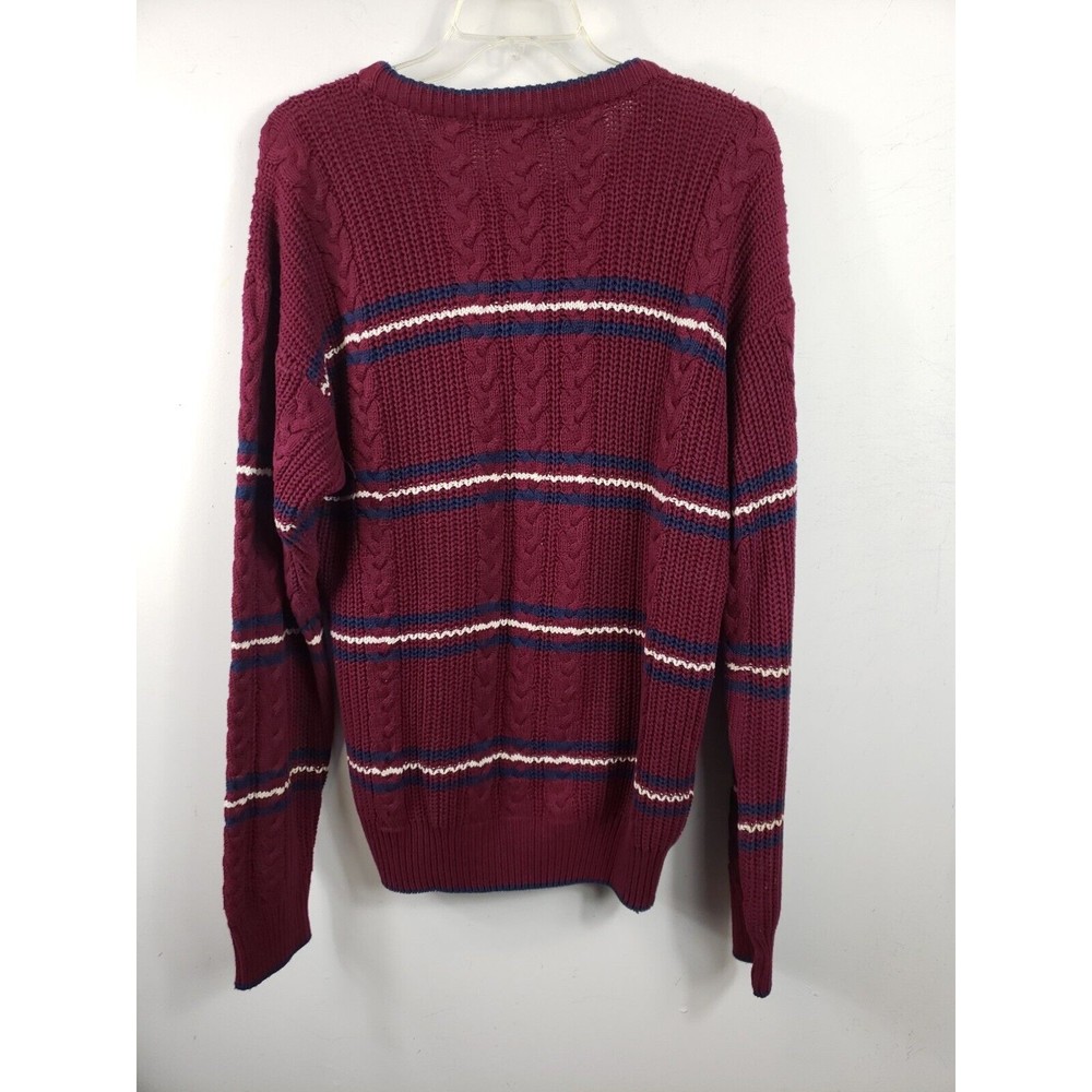 Claybrooke Outdoors Patterned Crew Neck Sweater Size M Burgundy Cotton - Picture 6 of 8